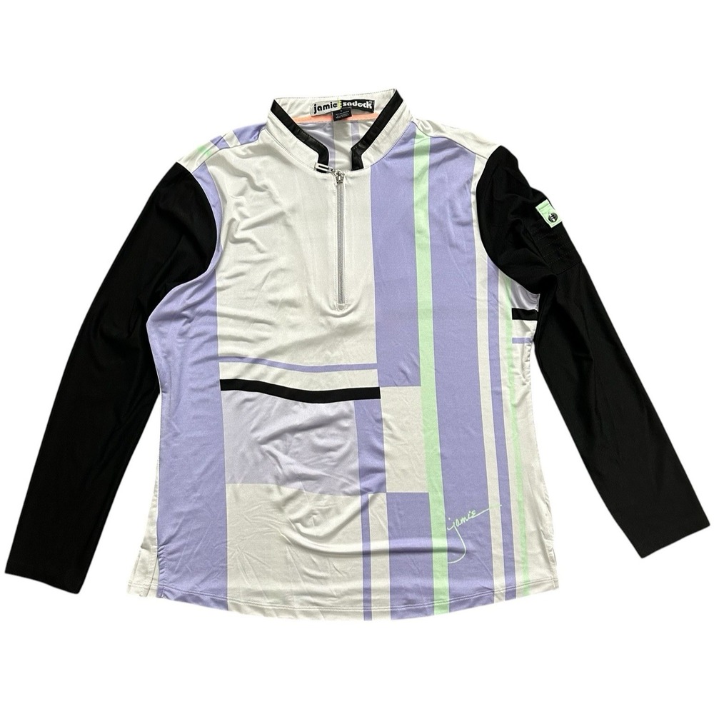 Jamie Sadock Golf Long Sleeve Purple White Abstract Colorful Shirt Size L